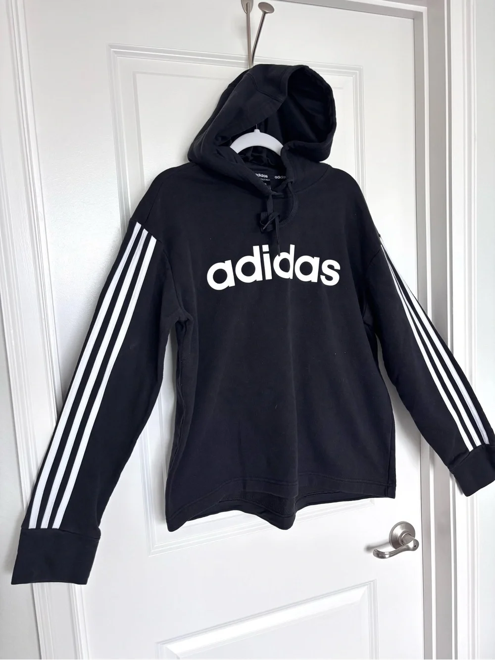 Adidas 3 Stripe Logo Hoodie Athleisure Streetwear Oversized Sporty Sweatshirt XL